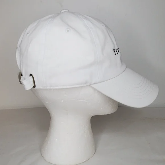 Ethos KB One Size White Cap W/ Tiffany & Co. Embroidered Logo Adjustable Strap - Picture 5 of 9